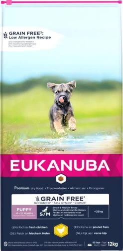 Eukanuba Hondenvoer Puppy & Junior S/M GrainFree Chicken 12 Kg