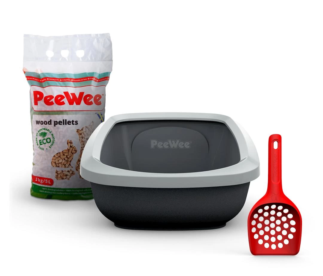 PeeWee Kattenbak Startpakket EcoGranda Antraciet/Grijs 3 PeeWee Kattenbak Startpakket EcoGranda Antraciet/Grijs