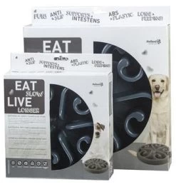 Eat Slow Live Longer Voerbak Original Grey -Huisdierbenodigdheden Bevordering EATS004 005